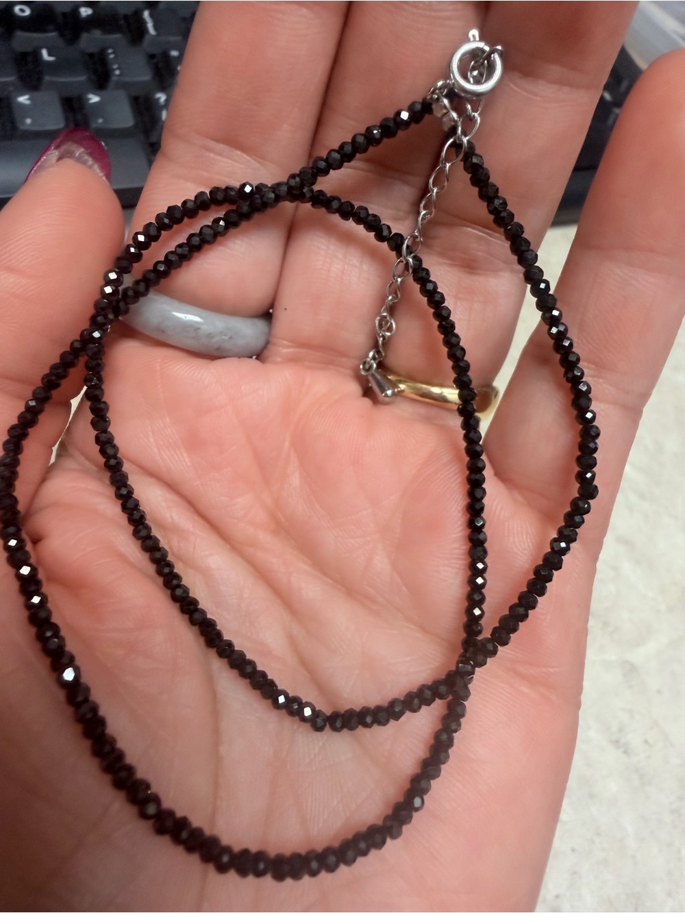 NATURAL Black SPINEL Faceted Bead Necklace - Women's Jewelry
